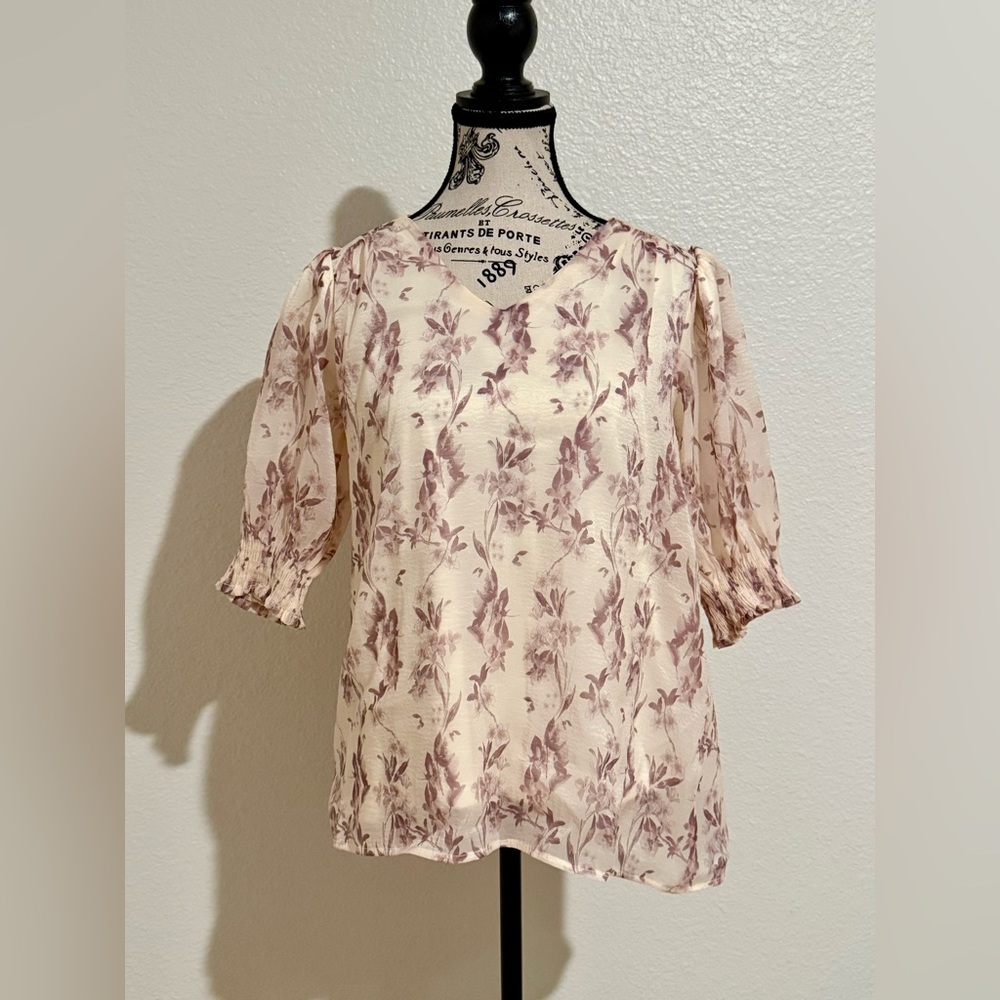 Baltic Born Cream and Purple Floral Blouse